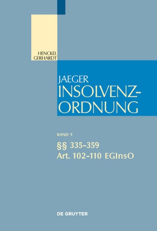 Produktbild: Insolvenzordnung / &sect;&sect; 335-359; Art. 102-110 EGInsO