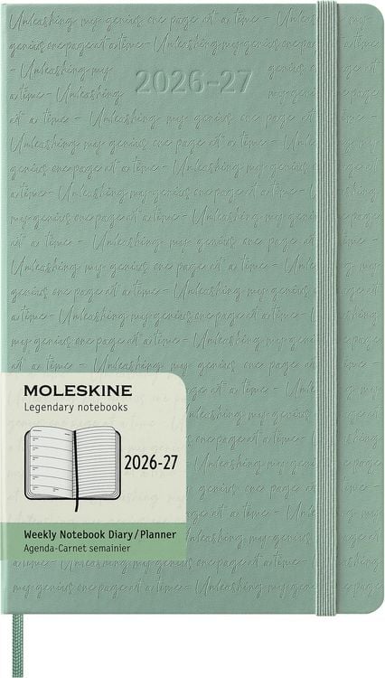 Produktbild: Moleskine 18 Monate Wochen Notizkalender 2026/2027, L/A5, 1 Wo = 1 Seite, rechts linierte Seite, fester Einband, Salbeigr&uuml;n
