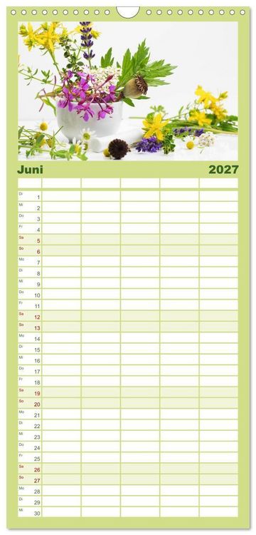 Produktbild: Familienplaner 2027 - Helfende Kr&auml;uter aus dem Garten mit 5 Spalten (Wandkalender, 21 x 45 cm) CALVENDO