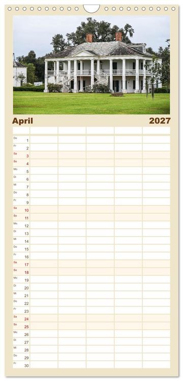 Produktbild: Familienplaner 2027 - Louisiana - S&uuml;mpfe und Plantagenh&auml;user mit 5 Spalten (Wandkalender, 21 x 45 cm) CALVENDO