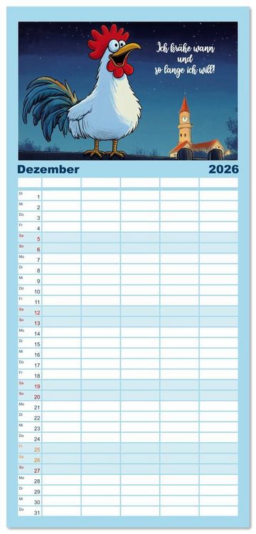 Produktbild: Familienplaner 2026 - Verr&uuml;cktes H&uuml;hnervolk mit 5 Spalten (Wandkalender, 21 x 45 cm) CALVENDO