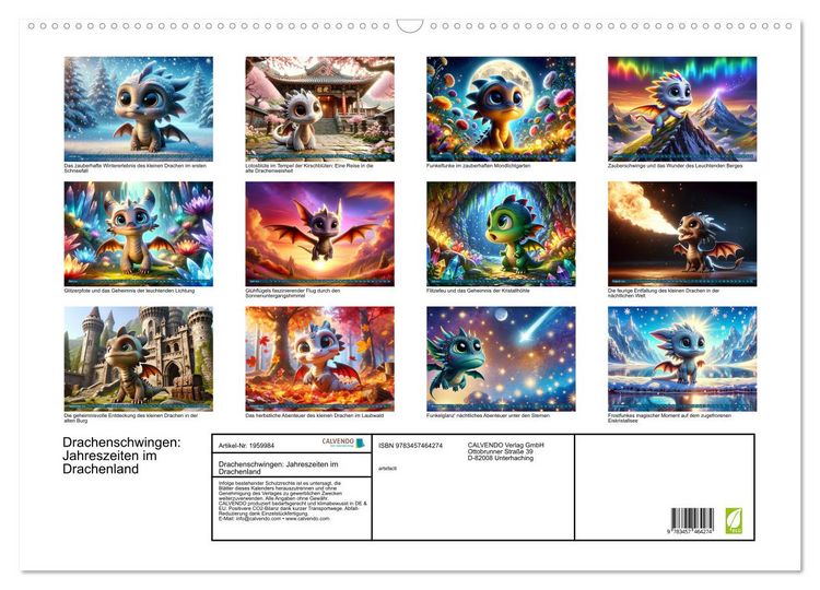 Produktbild: Drachenschwingen: Jahreszeiten im Drachenland (Wandkalender 2026 DIN A2 quer), CALVENDO Monatskalender