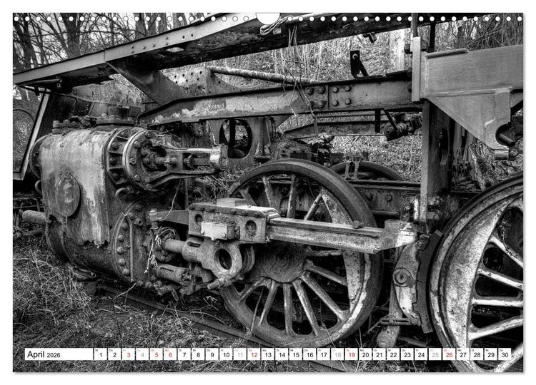 Produktbild: Unter Dampf - Eisenbahnromantik in schwarz-wei&szlig; (Wandkalender 2026 DIN A3 quer), CALVENDO Monatskalender