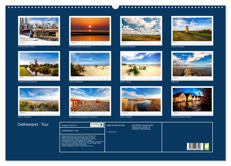 Produktbild: Ostfriesland - Tour (Wandkalender 2026 DIN A2 quer), CALVENDO Monatskalender