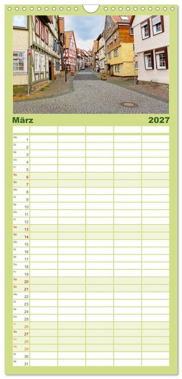 Produktbild: Familienplaner 2027 - Ein Blick auf Alsfeld mit 5 Spalten (Wandkalender, 21 x 45 cm) CALVENDO