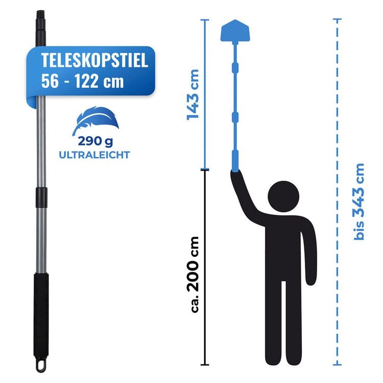 Produktbild: Multiflex-Wischer inkl. Teleskopstiel, f&uuml;r Fliesen, Fenster und B&ouml;den geeignet
