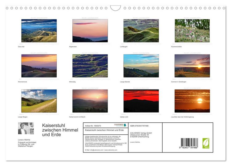 Produktbild: Kaiserstuhl zwischen Himmel und Erde (Wandkalender 2026 DIN A3 quer), CALVENDO Monatskalender