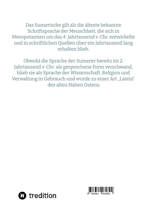 Produktbild: Kurzgrammatik des Sumerischen
