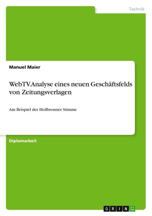 Produktbild: WebTV. Analyse eines neuen Gesch&auml;ftsfelds von Zeitungsverlagen