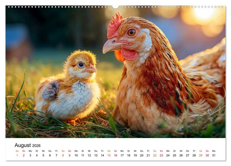 Produktbild: H&uuml;hner - gefiedert durchs Jahr (hochwertiger Premium Wandkalender 2026 DIN A2 quer), Kunstdruck in Hochglanz