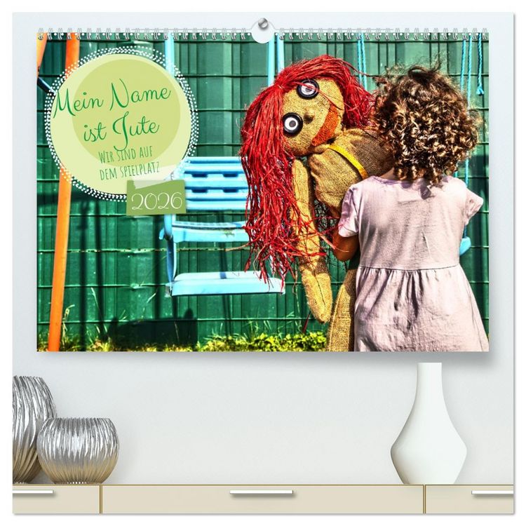 Produktbild: Mein Name ist Jute, wir sind auf dem Spielplatz (hochwertiger Premium Wandkalender 2026 DIN A2 quer), Kunstdruck in Hochglanz