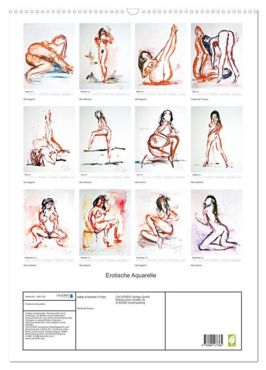 Produktbild: Erotische Aquarelle (Wandkalender 2027 DIN A2 hoch), CALVENDO Monatskalender