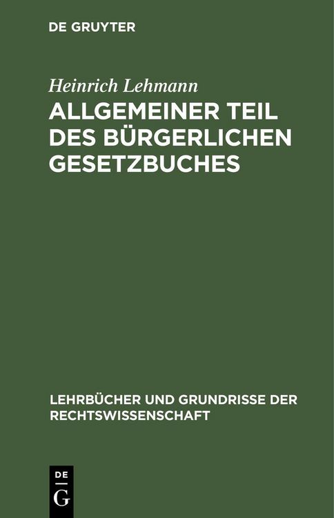Produktbild: Allgemeiner Teil des B&uuml;rgerlichen Gesetzbuches