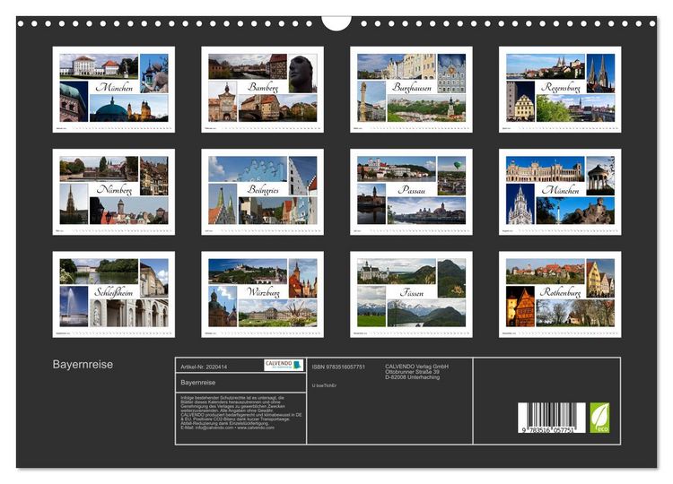 Produktbild: Bayernreise (Wandkalender 2026 DIN A3 quer), CALVENDO Monatskalender