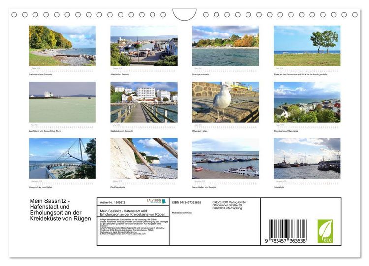 Produktbild: Mein Sassnitz - Hafenstadt und Erholungsort an der Kreidek&uuml;ste von R&uuml;gen (Wandkalender 2026 DIN A4 quer), CALVENDO Monatskalender