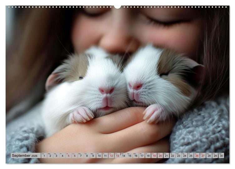 "Guinea Pigs with Happy Squeal (Wall Calendar 2026 DIN A2 landscape
