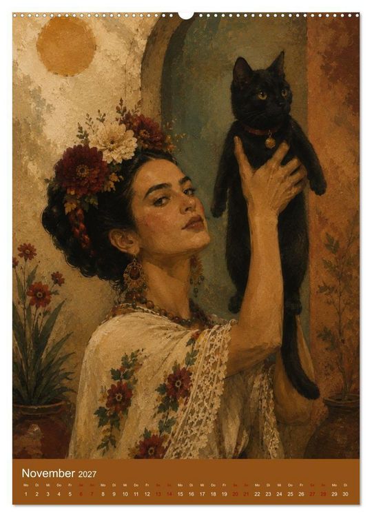 Produktbild: Freude im Haar. Leid im Herzen. Eine Hommage an Frida Kahlo (hochwertiger Premium Wandkalender 2027 DIN A2 hoch), Kunstdruck in Hochglanz