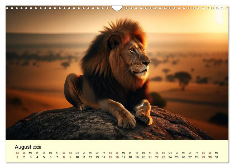 Produktbild: Majest&auml;tische L&ouml;wen - Die Herrscher der Wildnis (Wandkalender 2026 DIN A3 quer), CALVENDO Monatskalender