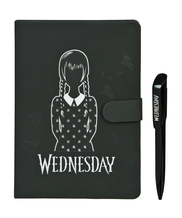 Produktbild: Undercover Schreibset Notizbuch mit Kugelschreiber, Wednesday A5 Notizbuch Set, Magnetverschluss, 80 Blatt Papier