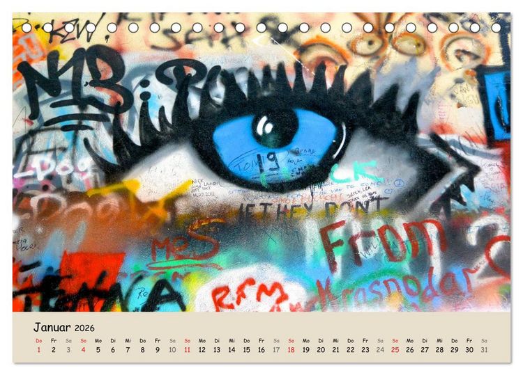 Produktbild: PRAG&hellip; wo der Frieden seine Mauer hat (Tischkalender 2026 DIN A5 quer), CALVENDO Monatskalender
