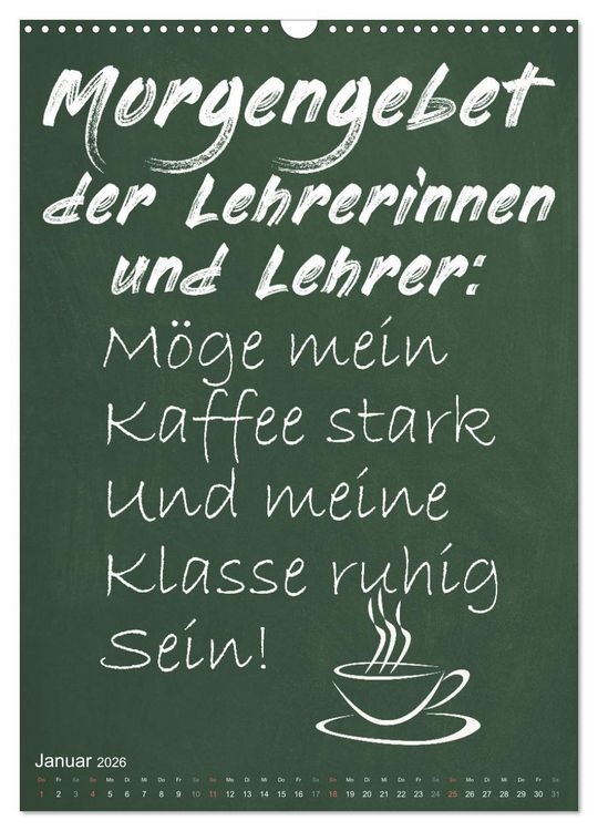 Produktbild: Coole Lehrerspr&uuml;che (Wandkalender 2026 DIN A3 hoch), CALVENDO Monatskalender