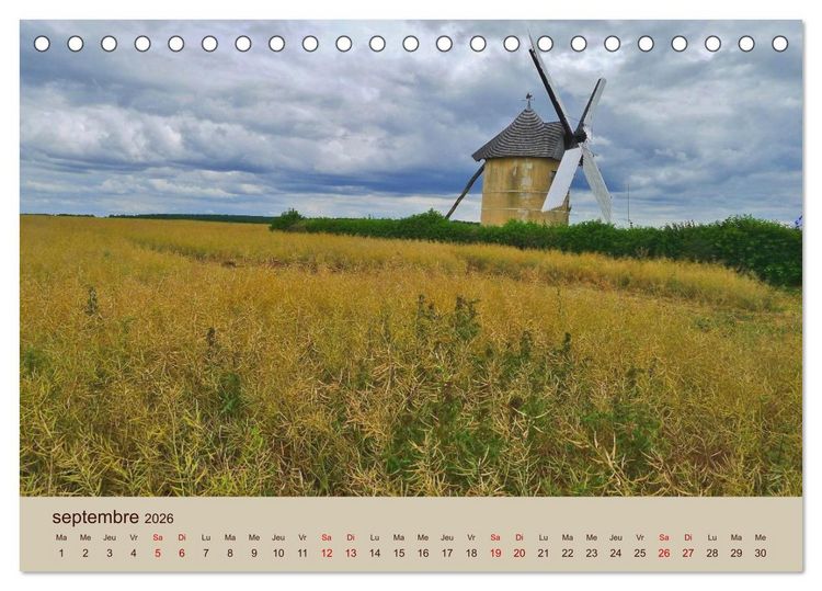 Produktbild: Paysages de l'Yonne (Calendrier de bureau 2026 DIN A5 vertical), CALVENDO calendrier mensuel