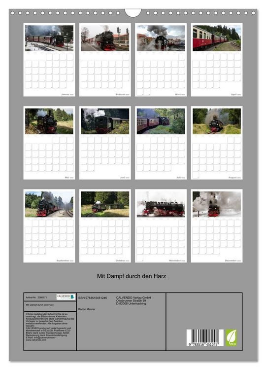 Produktbild: Mit Dampf durch den Harz (Wandkalender 2026 DIN A3 hoch), CALVENDO Monatskalender