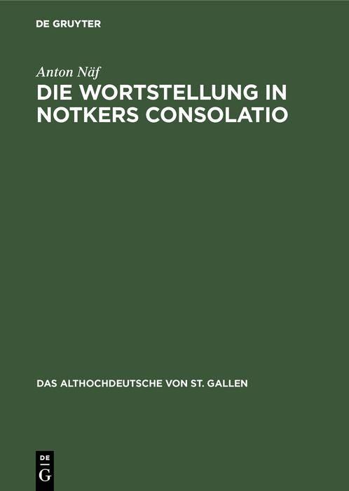 Produktbild: Die Wortstellung in Notkers Consolatio