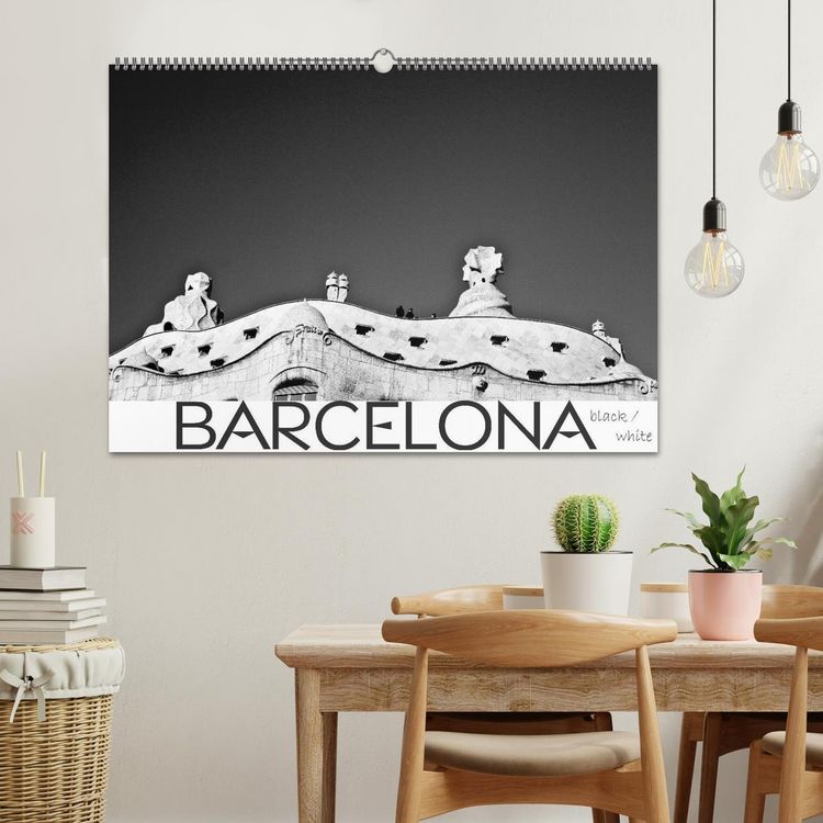 Produktbild: BARCELONA [black/white] (Wandkalender 2026 DIN A2 quer), CALVENDO Monatskalender
