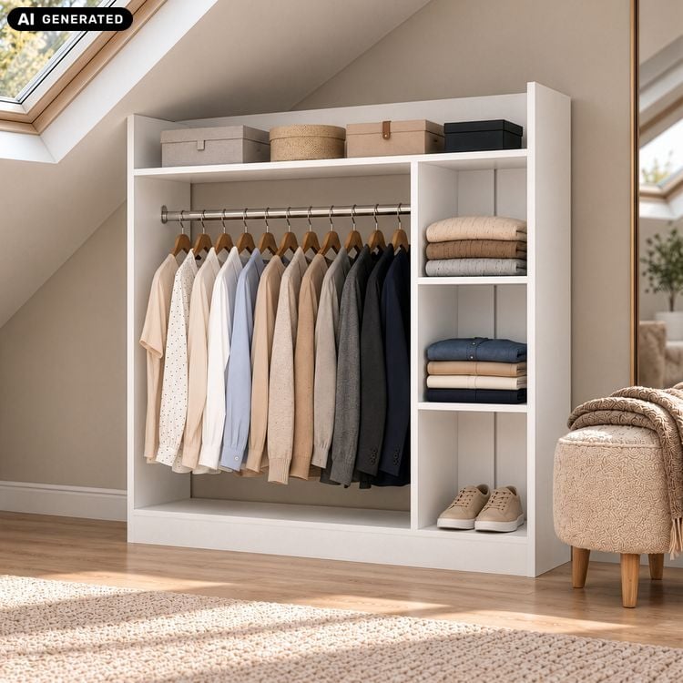 Produktbild: Holz Kleiderst&auml;nder mit Regal & Stange Palosa L