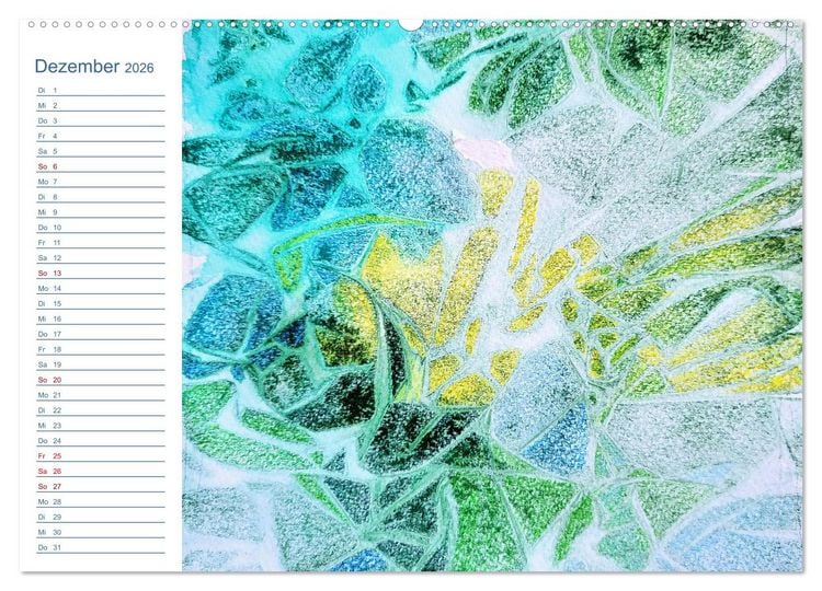 Produktbild: Jadegr&uuml;n und K&ouml;nigsblau - Zauberhafte Aquarellexperimente in Gr&uuml;n und Blau (hochwertiger Premium Wandkalender 2026 DIN A2 quer), Kunstdruck in Hochglanz