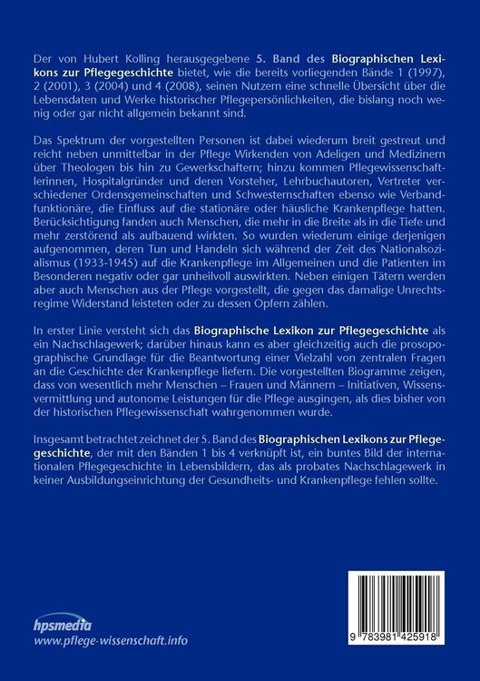 Produktbild: Biographisches Lexikon zur Pflegegeschichte