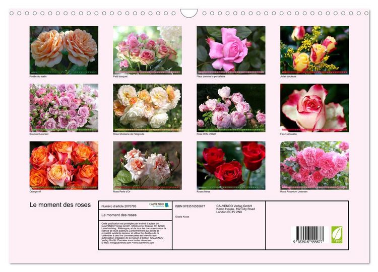 Produktbild: Le moment des roses (Calendrier mural 2026 DIN A3 vertical), CALVENDO calendrier mensuel