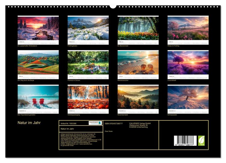 Produktbild: Natur im Jahr (hochwertiger Premium Wandkalender 2026 DIN A2 quer), Kunstdruck in Hochglanz