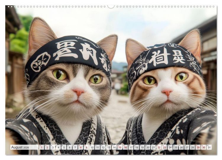 Produktbild: KATZEN-SELFIES Tierische Reiselust (hochwertiger Premium Wandkalender 2026 DIN A2 quer), Kunstdruck in Hochglanz