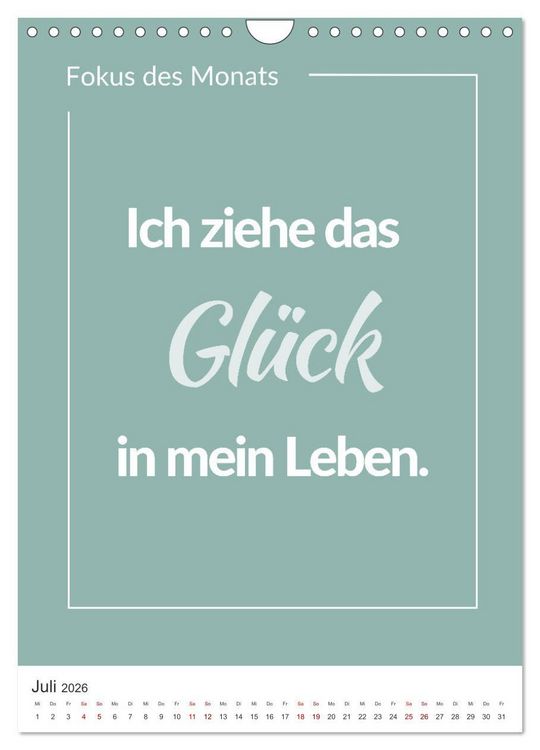 Produktbild: Achtsamkeitskalender: Mehr Achtsamkeit im Alltag mit dem Fokus des Monats (Wandkalender 2026 DIN A4 hoch), CALVENDO Monatskalender