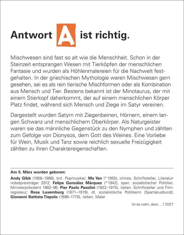 Produktbild: Ist es wahr, dass ...? Tagesabrei&szlig;kalender 2027 - Alltagswissen auf dem Pr&uuml;fstand