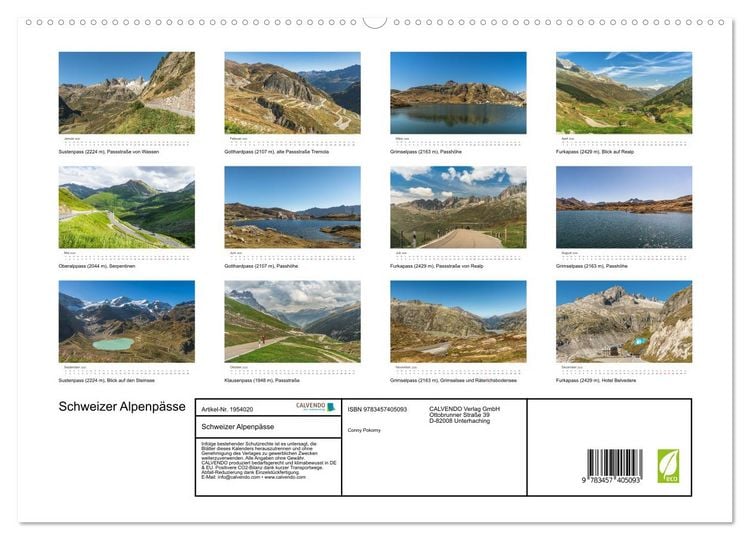 Produktbild: Schweizer Alpenp&auml;sse (hochwertiger Premium Wandkalender 2026 DIN A2 quer), Kunstdruck in Hochglanz