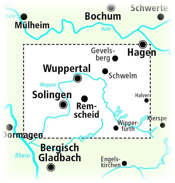 Produktbild: Publicpress Rad- und Wanderkarte Wuppertal, Bergisches Land, Solingen, Remscheid 1:50.000