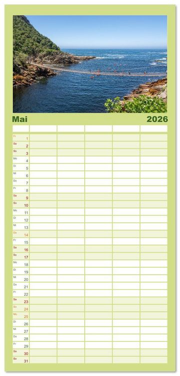 Produktbild: Familienplaner 2026 - S&uuml;dafrika - Landschaft voller Vielfalt und Sch&ouml;nheit mit 5 Spalten (Wandkalender, 21 x 45 cm) CALVENDO