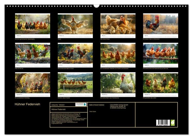 Produktbild: H&uuml;hner Federvieh (Wandkalender 2026 DIN A2 quer), CALVENDO Monatskalender