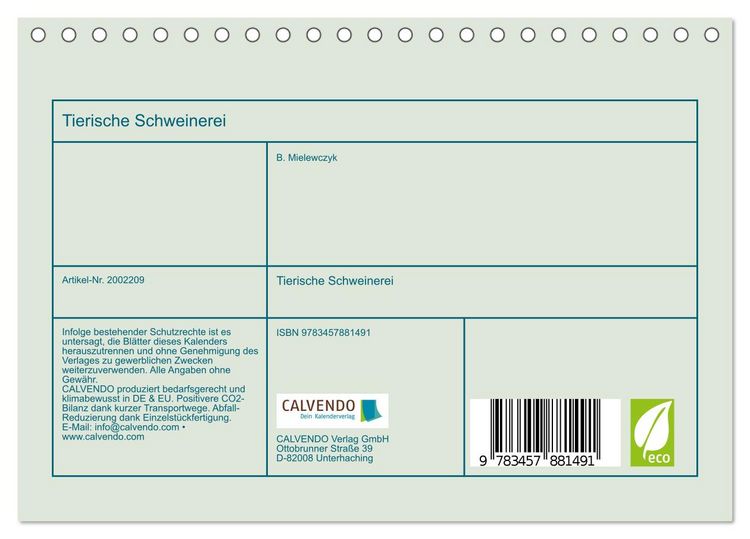 Produktbild: Tierische Schweinerei (Tischkalender 2026 DIN A5 quer), CALVENDO Monatskalender