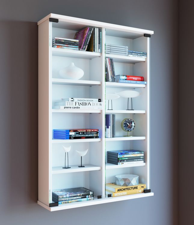 Produktbild: Holz CD DVD Wandregal Schrank Zuntisa Glast&uuml;r