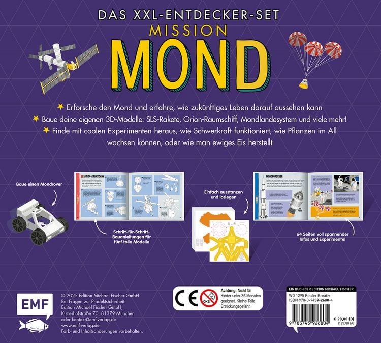 Produktbild: Das XXL-Entdecker-Set &ndash; Mission Mond: 5 Modelle zum Selberbauen, Sachbuch, Experimente und Rakete