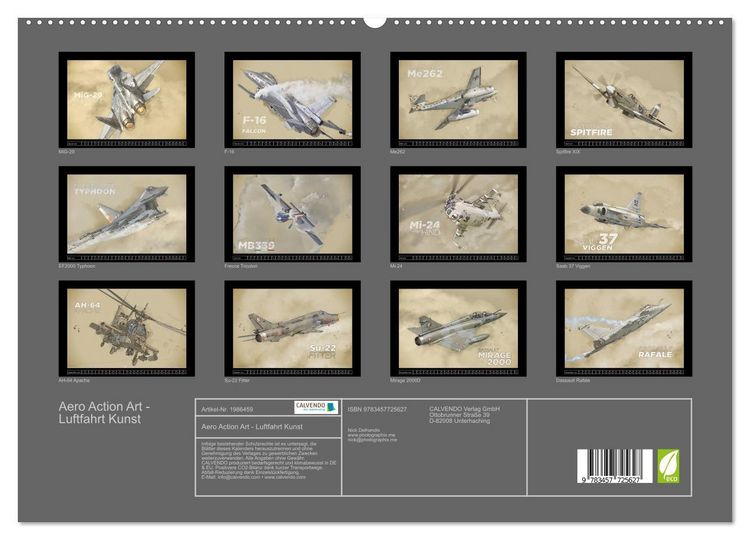 Produktbild: Aero Action Art - Luftfahrt Kunst (hochwertiger Premium Wandkalender 2026 DIN A2 quer), Kunstdruck in Hochglanz