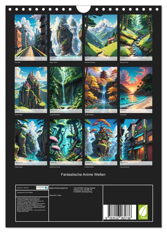 Produktbild: Fantastische Anime Welten (Wandkalender 2026 DIN A4 hoch), CALVENDO Monatskalender