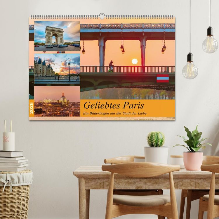 Produktbild: Geliebtes Paris - Ein Bilderbogen aus der Stadt der Liebe (Wandkalender 2026 DIN A2 quer), CALVENDO Monatskalender