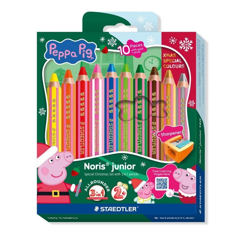 Produktbild: STAEDTLER Farbstifte Buntstift Noris junior Peppa 10er Set + Spitzer, Weihnachten
