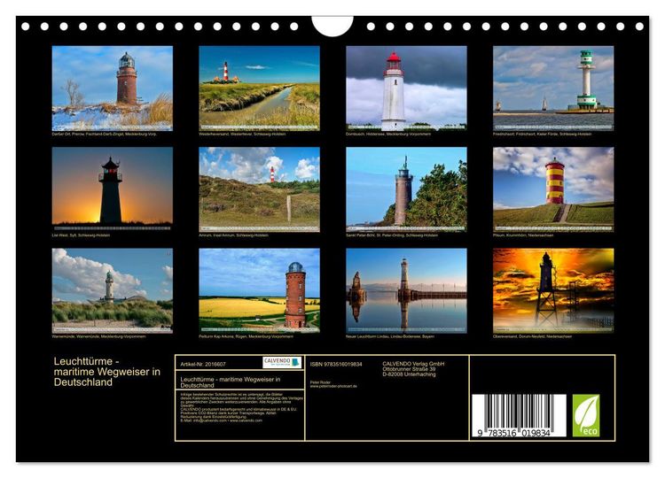 Produktbild: Leuchtt&uuml;rme - maritime Wegweiser in Deutschland (Wandkalender 2026 DIN A4 quer), CALVENDO Monatskalender