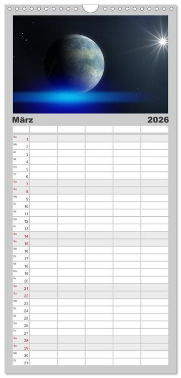 Produktbild: Familienplaner 2026 - Intergalaktische Reise zu fernen Welten mit 5 Spalten (Wandkalender, 21 x 45 cm) CALVENDO
